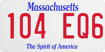 MA license plate 104EQ6