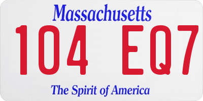 MA license plate 104EQ7