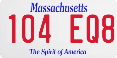 MA license plate 104EQ8