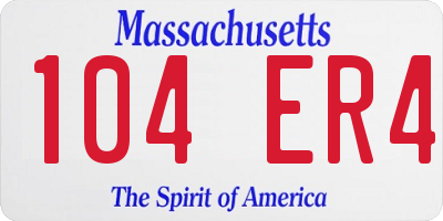 MA license plate 104ER4