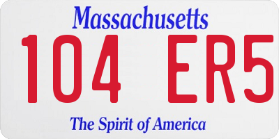 MA license plate 104ER5