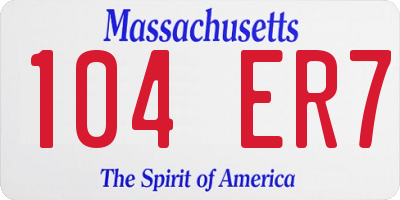 MA license plate 104ER7