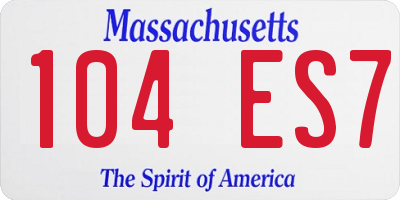 MA license plate 104ES7