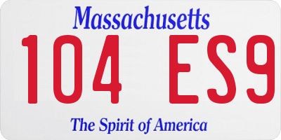 MA license plate 104ES9