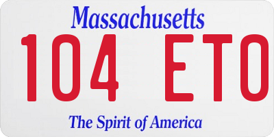 MA license plate 104ET0