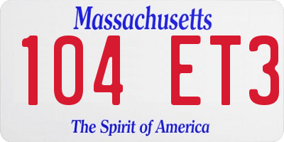 MA license plate 104ET3