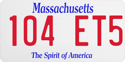 MA license plate 104ET5