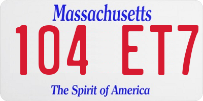 MA license plate 104ET7