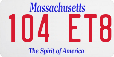 MA license plate 104ET8