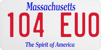 MA license plate 104EU0