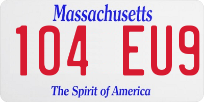 MA license plate 104EU9