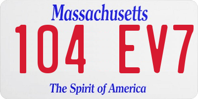 MA license plate 104EV7