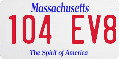 MA license plate 104EV8