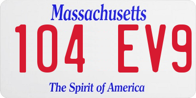 MA license plate 104EV9