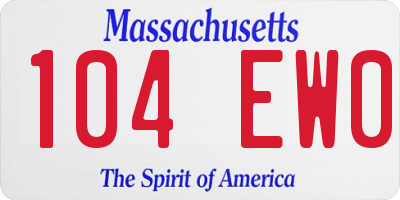 MA license plate 104EW0