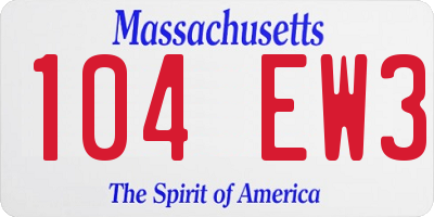 MA license plate 104EW3