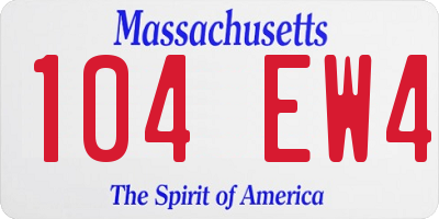 MA license plate 104EW4