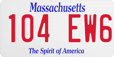 MA license plate 104EW6