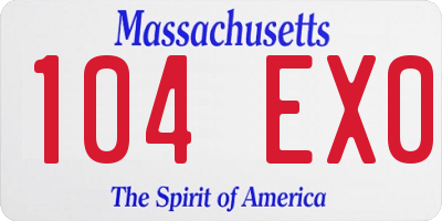 MA license plate 104EX0
