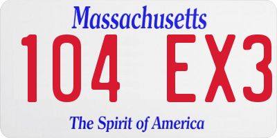 MA license plate 104EX3