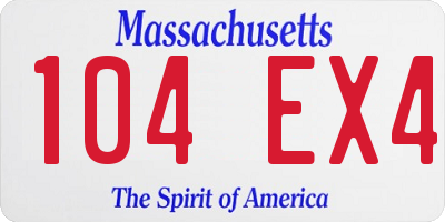MA license plate 104EX4