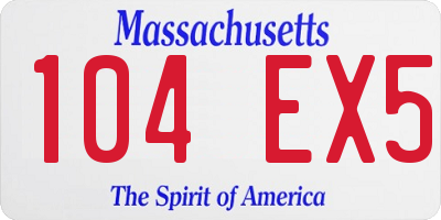 MA license plate 104EX5