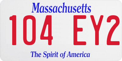 MA license plate 104EY2