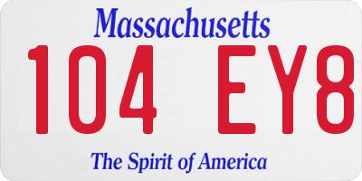 MA license plate 104EY8