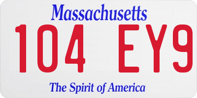 MA license plate 104EY9