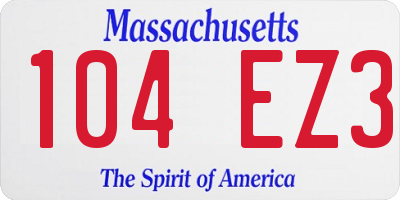 MA license plate 104EZ3