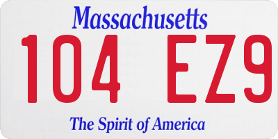 MA license plate 104EZ9