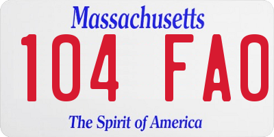 MA license plate 104FA0