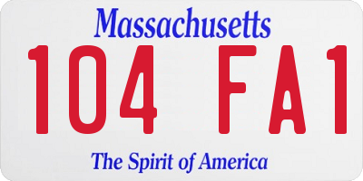 MA license plate 104FA1