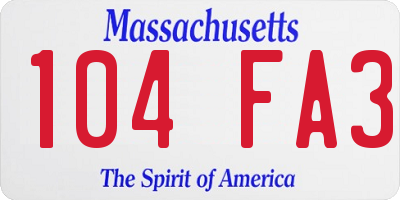 MA license plate 104FA3