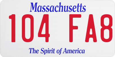 MA license plate 104FA8