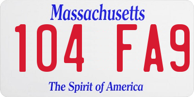 MA license plate 104FA9