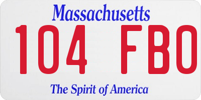 MA license plate 104FB0