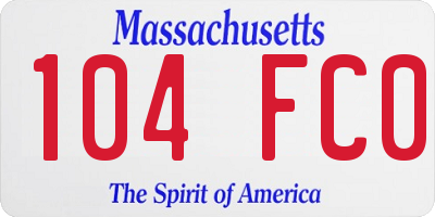 MA license plate 104FC0