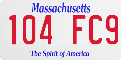 MA license plate 104FC9