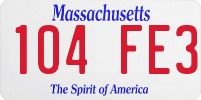 MA license plate 104FE3