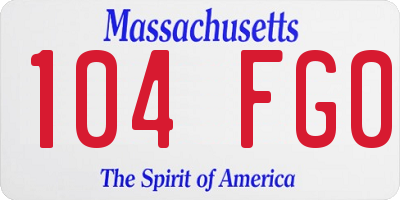 MA license plate 104FG0