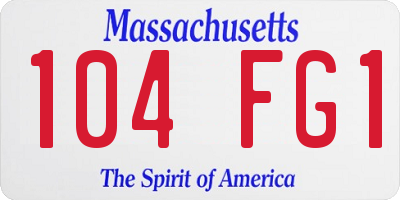 MA license plate 104FG1