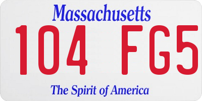MA license plate 104FG5
