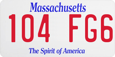MA license plate 104FG6