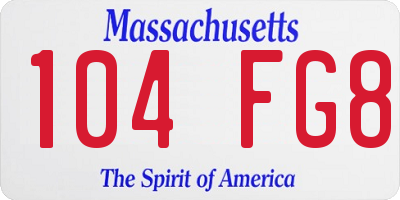 MA license plate 104FG8