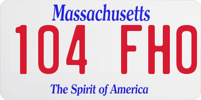 MA license plate 104FH0