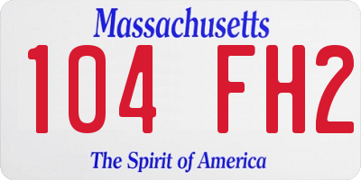 MA license plate 104FH2