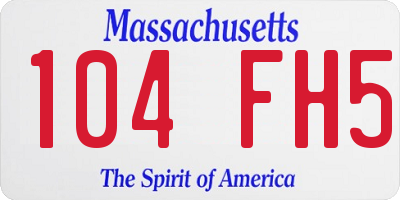 MA license plate 104FH5