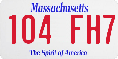 MA license plate 104FH7