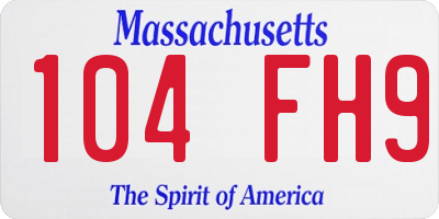 MA license plate 104FH9